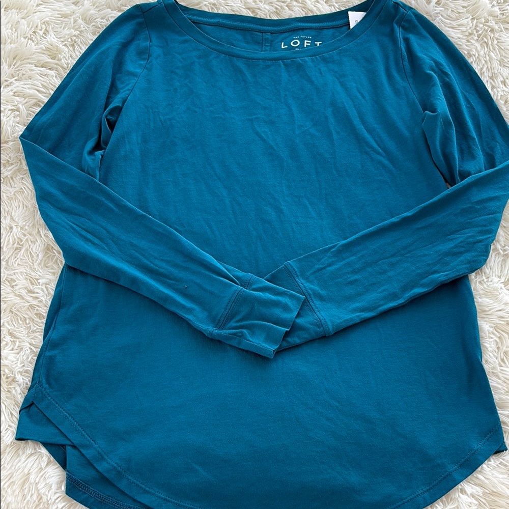 LOFT Women's Teal Long Sleeve Top